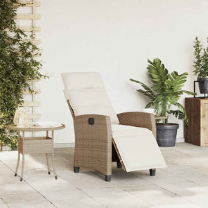 Verstellbarer Gartensessel mit Beistelltisch, Beige