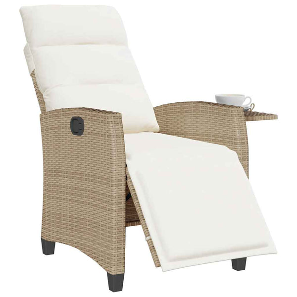 Verstellbarer Gartensessel mit Beistelltisch, Beige