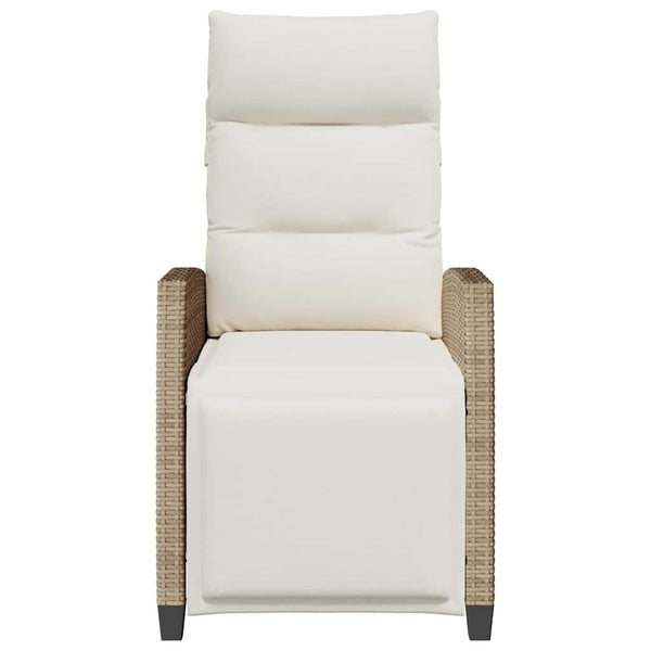 Verstellbarer Gartensessel mit Beistelltisch, Beige