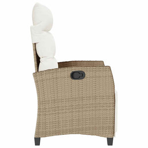 Verstellbarer Gartensessel mit Beistelltisch, Beige