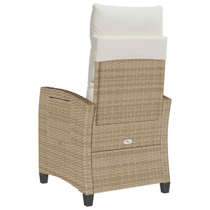 Verstellbarer Gartensessel mit Beistelltisch, Beige