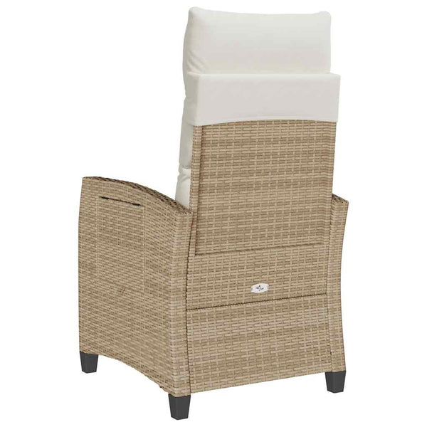 Verstellbarer Gartensessel mit Beistelltisch, Beige