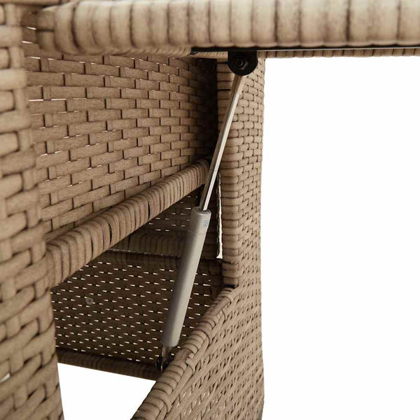 Verstellbarer Gartensessel mit Beistelltisch, Beige