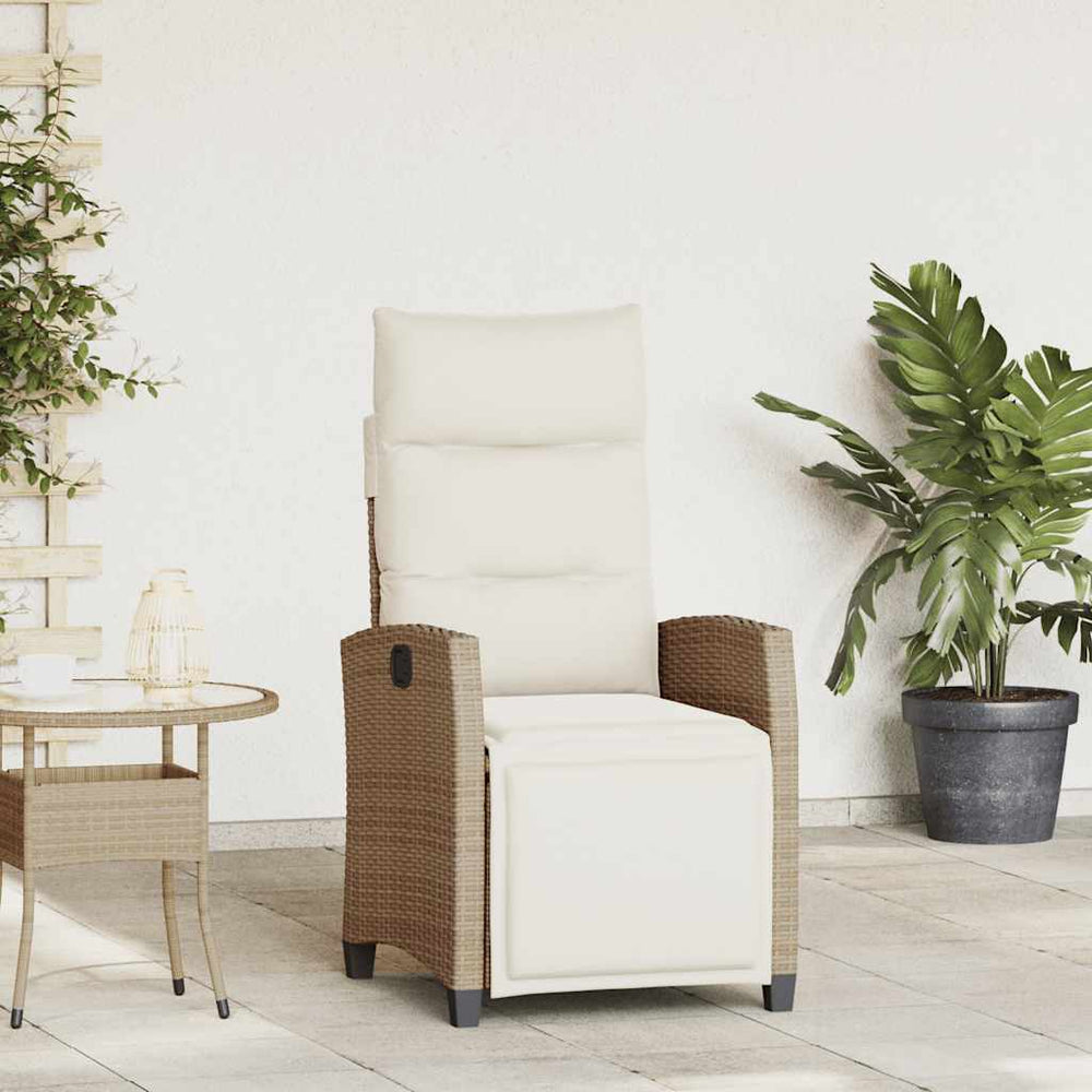 Verstellbarer Gartensessel mit Beistelltisch, Beige