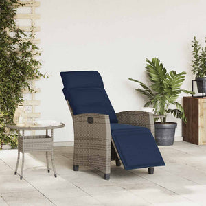 Verstellbarer Gartensessel mit Beistelltisch Grau