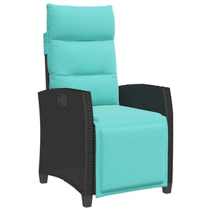 Verstellbarer Gartensessel mit Tisch Poly Rattan Schwarz