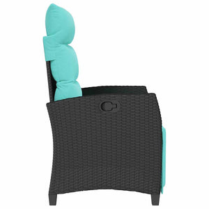 Verstellbarer Gartensessel mit Tisch Poly Rattan Schwarz