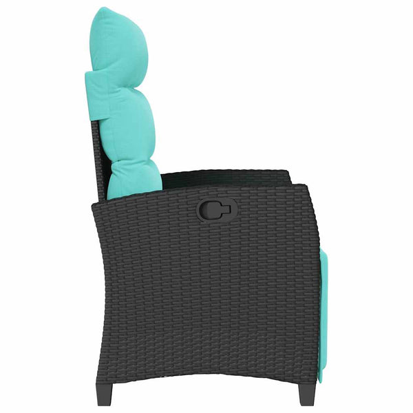 Verstellbarer Gartensessel mit Tisch Poly Rattan Schwarz