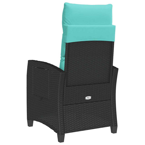 Verstellbarer Gartensessel mit Tisch Poly Rattan Schwarz