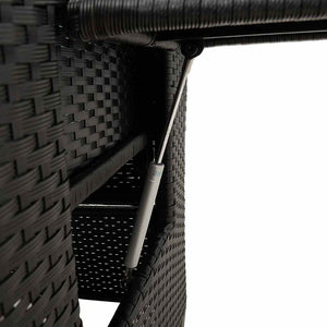 Verstellbarer Gartensessel mit Tisch Poly Rattan Schwarz