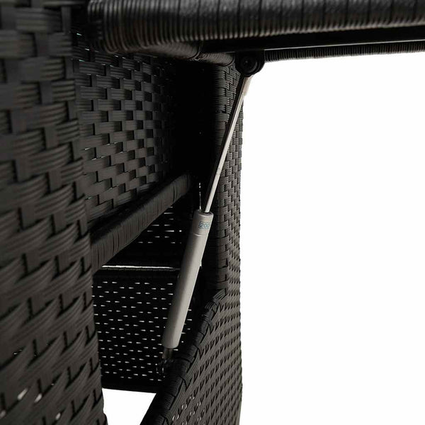 Verstellbarer Gartensessel mit Tisch Poly Rattan Schwarz