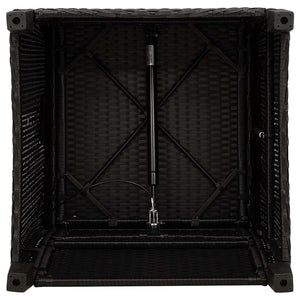 Verstellbarer Gartensessel mit Tisch Poly Rattan Schwarz