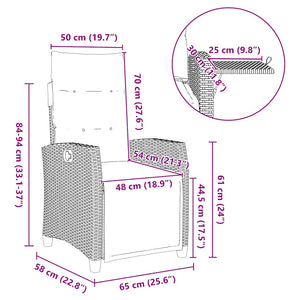 Verstellbarer Gartensessel mit Tisch Poly Rattan Schwarz