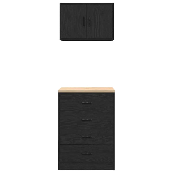 Garagenschränke, 2er-Set, Schwarz