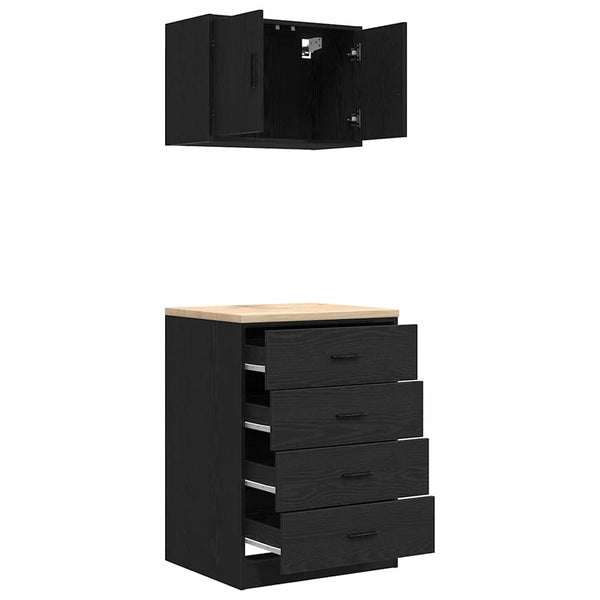 Garagenschränke, 2er-Set, Schwarz