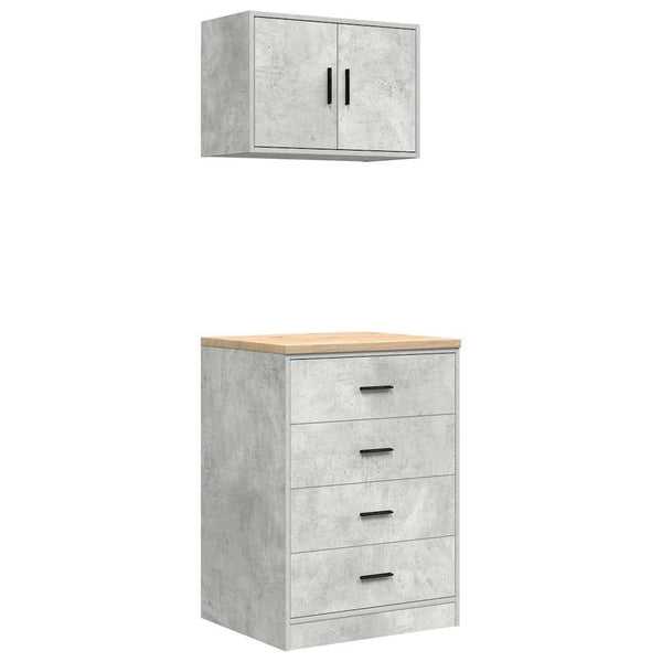 2er-Set Garagenschränke Betongrau