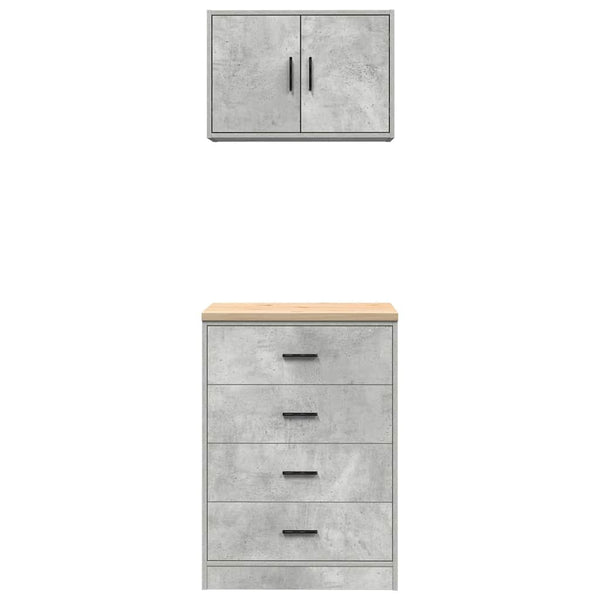 2er-Set Garagenschränke Betongrau