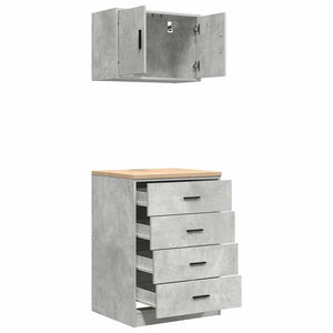 2er-Set Garagenschränke Betongrau