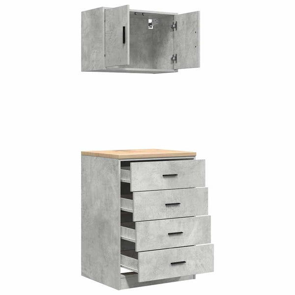 2er-Set Garagenschränke Betongrau
