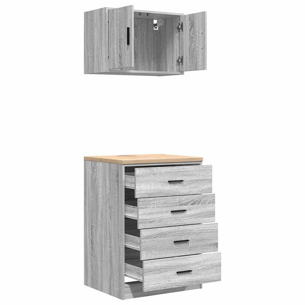 Garagenschränke 2er Set Grau Sonoma