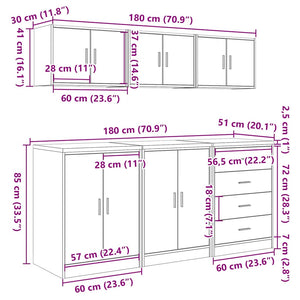 Garagenschränke, 6er Set, Weiß
