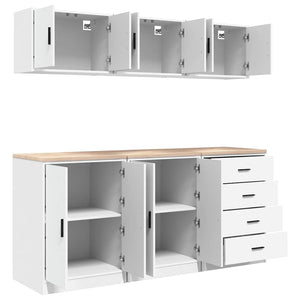 Garagenschränke, 6er Set, Weiß