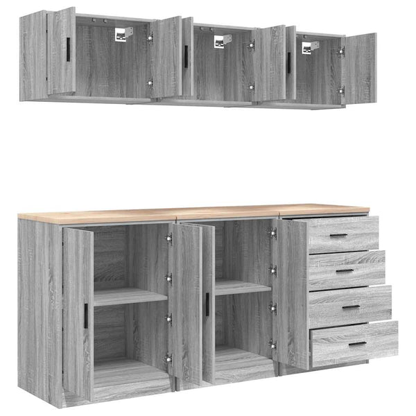 Garagenschränke 6er Set Grau Sonoma