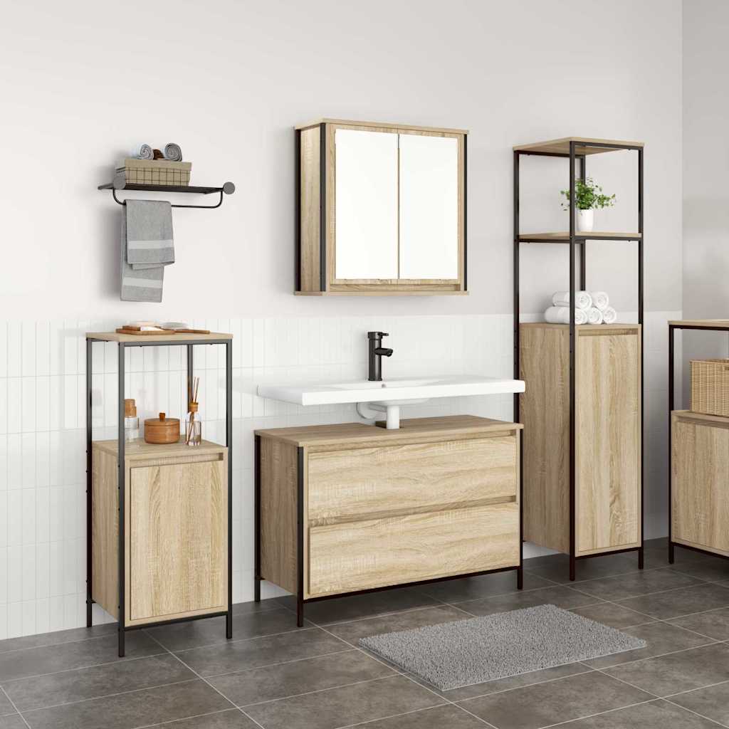 Badezimmermöbel Set Sonoma Eiche 3-teilig