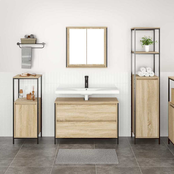 Badezimmermöbel Set Sonoma Eiche 3-teilig