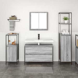 Badezimmermöbel Set Grau Sonoma mit Regal