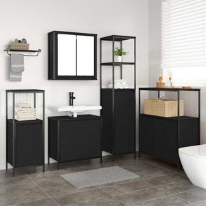 Badezimmermöbel Set mit Regal Schwarz