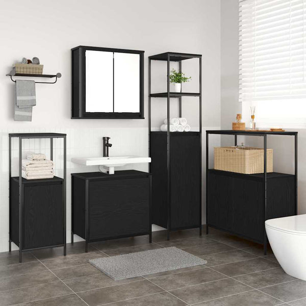 Badezimmermöbel Set mit Regal Schwarz