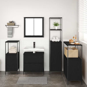 Badezimmermöbel Set mit Regal Schwarz