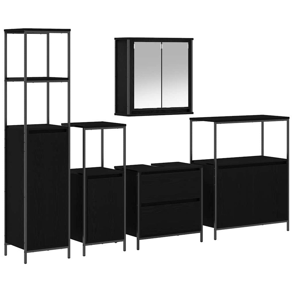 Badezimmermöbel Set mit Regal Schwarz