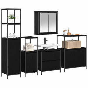 Badezimmermöbel Set mit Regal Schwarz