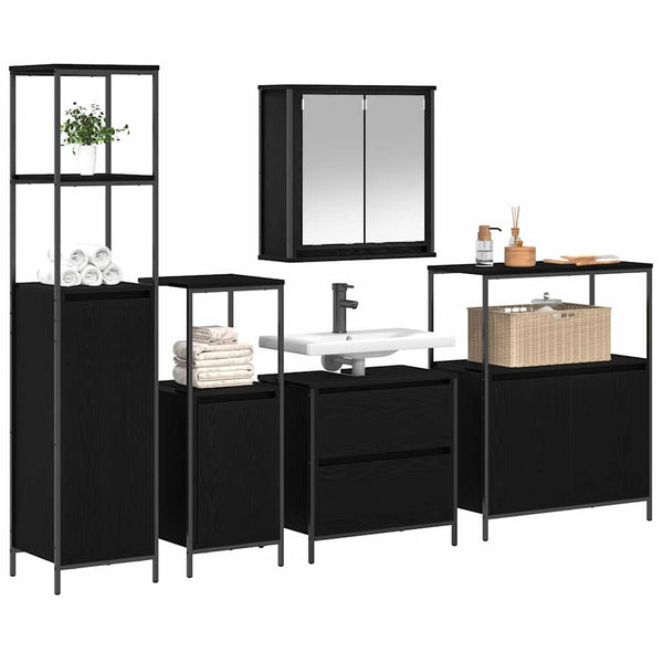 Badezimmermöbel Set mit Regal Schwarz
