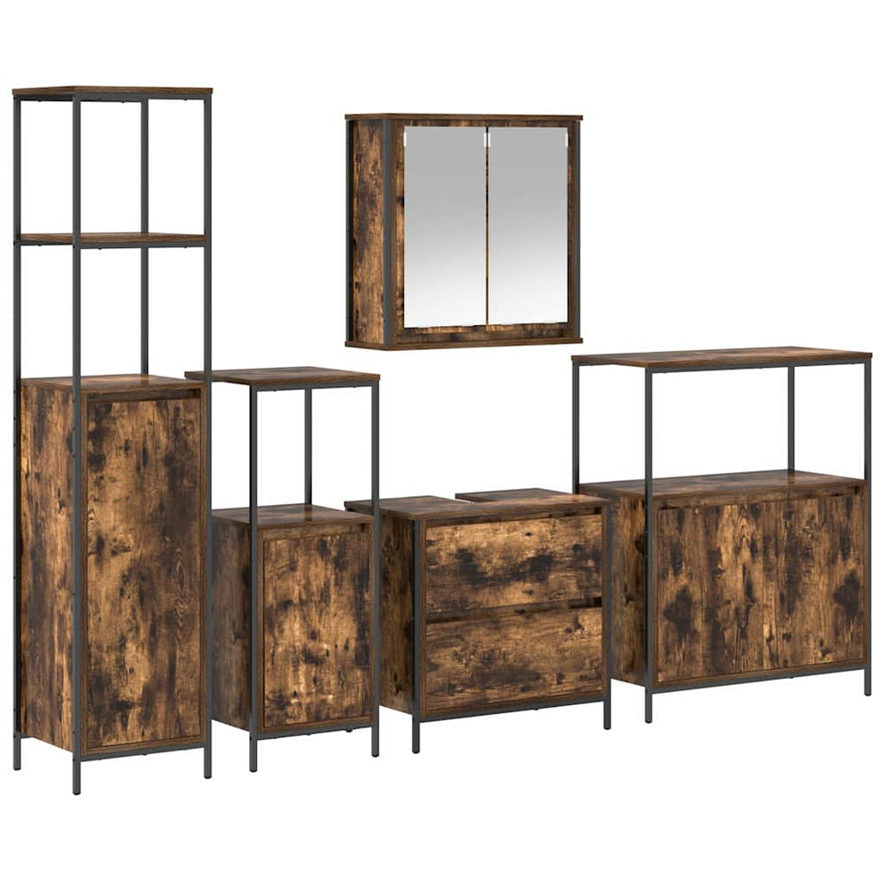 Badezimmermöbel Set Braun mit Regal