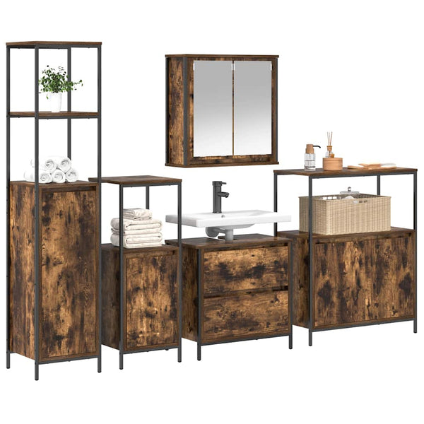 Badezimmermöbel Set Braun mit Regal