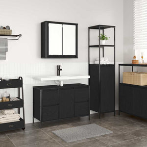 Badezimmermöbel Set Schwarz Eichenoptik, 2-teilig