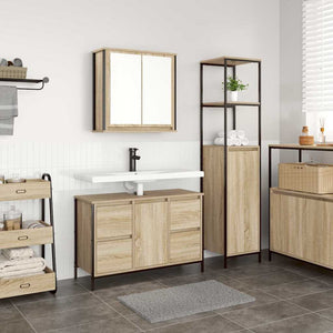 Badezimmermöbel Set Sonoma Eiche Schwarz