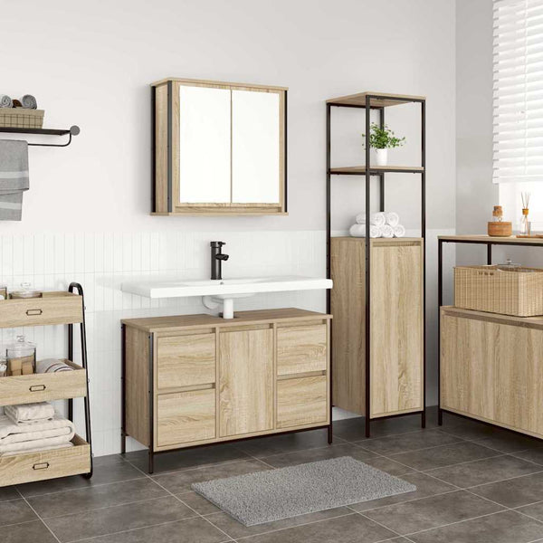Badezimmermöbel Set Sonoma Eiche Schwarz