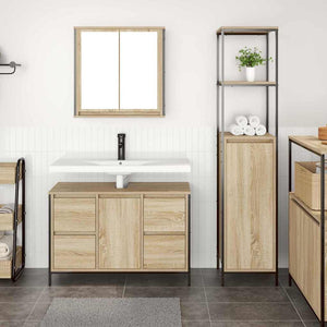 Badezimmermöbel Set Sonoma Eiche Schwarz