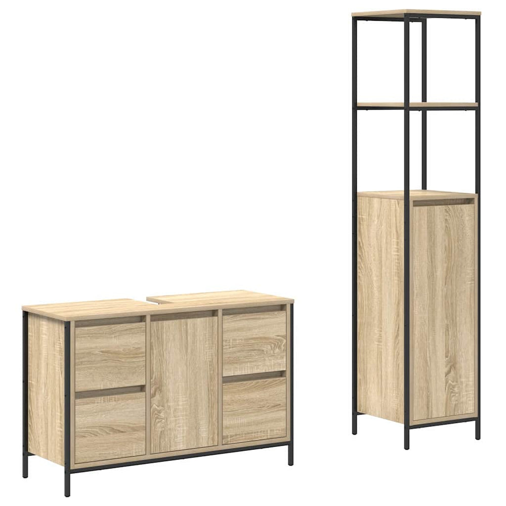 Badezimmermöbel Set Sonoma Eiche Schwarz