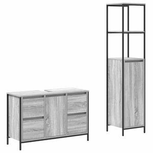 Badezimmermöbel Set Grau Sonoma & Schwarz