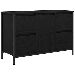 Badezimmermöbel Set Schwarz Eichenoptik, 2-teilig