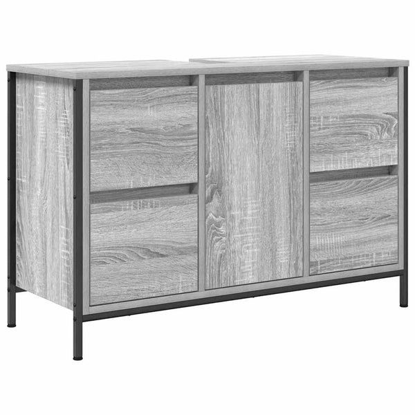 Badezimmermöbel Set Grau Sonoma/Schwarz 3-teilig