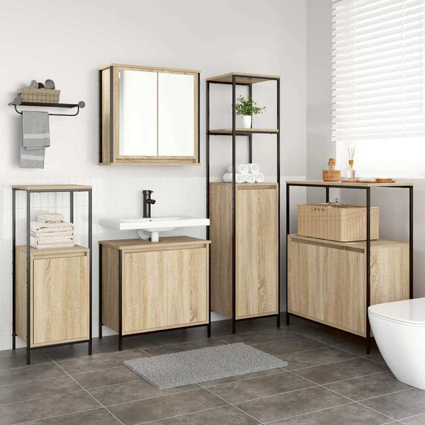 Badezimmermöbel Set Sonoma Eiche 5-teilig
