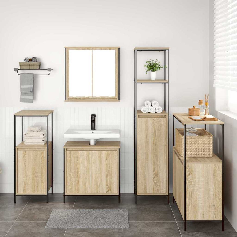 Badezimmermöbel Set Sonoma Eiche 5-teilig