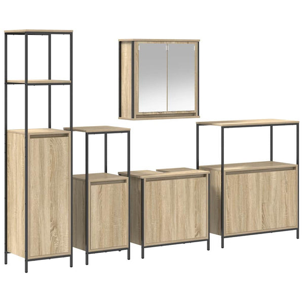 Badezimmermöbel Set Sonoma Eiche 5-teilig