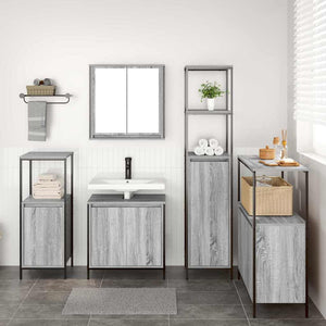 Badezimmermöbel Set Grau Sonoma/Schwarz, 5-teilig